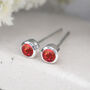 Mini Sterling Silver Flame Red Opal Stud Earrings, thumbnail 4 of 11