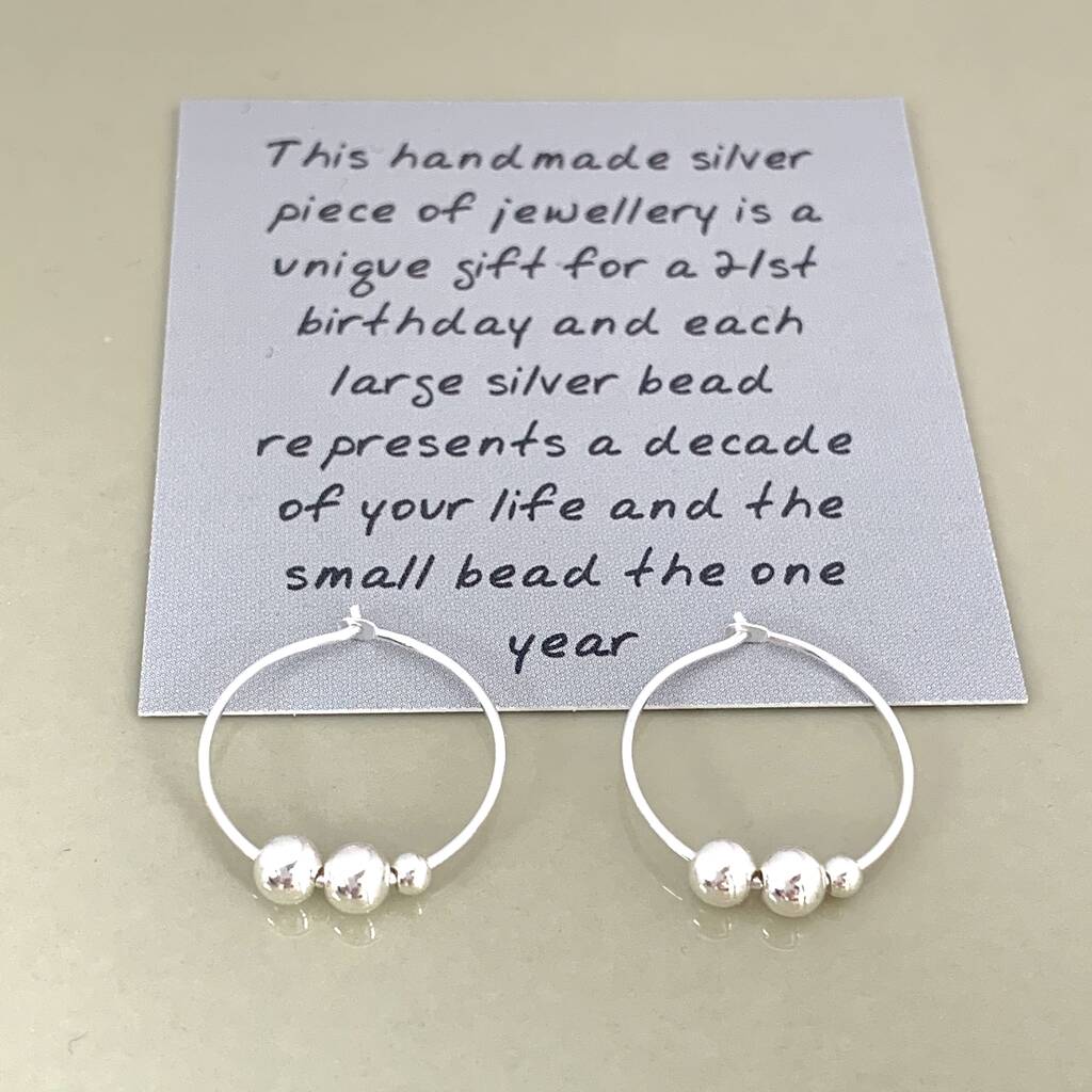 21st Birthday Hoop Earrings By Handmade By Helle