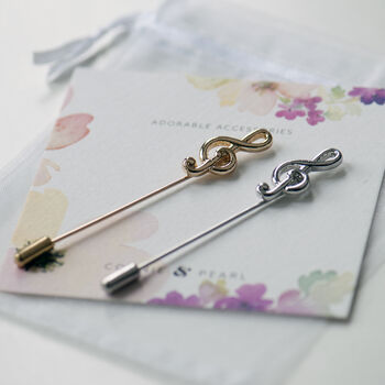 Treble Clef Silver Or Gold Lapel Pin, 3 of 11