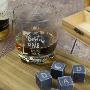 Personalised Golfing Glass And Whiskey Stones, 5 of 5