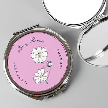 Personalised Birth Flower Round Compact Mirror, 12 of 12