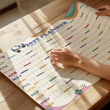 Retro Inspired 2027 Year Wall Planner | Whole Year Calendar, 8 of 12