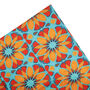 Moroccan Flower Blue Orange Tea Towel, thumbnail 10 of 11