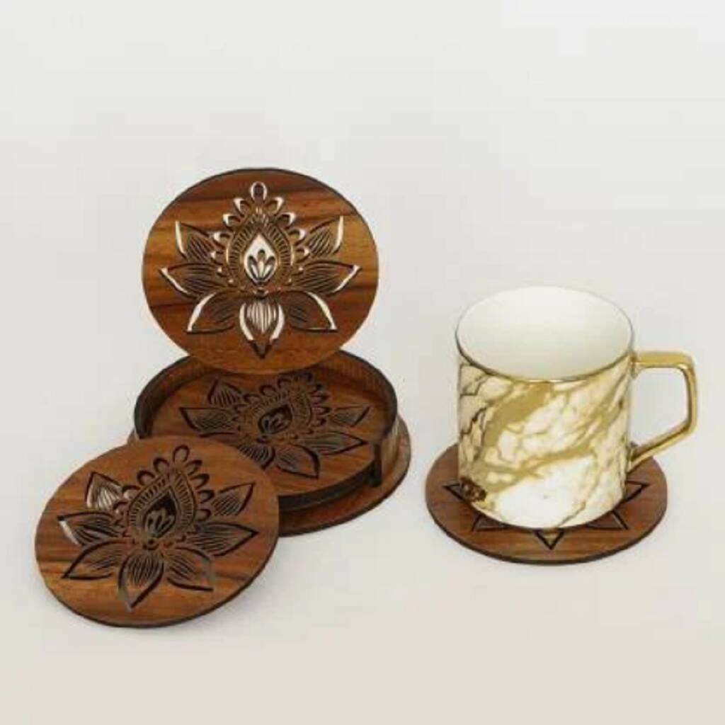 Wooden Tea Coaster With Stand For Table By Indicrafts Global | notonthehighstreet.com