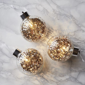 Trio Of Light Up Glitter Baubles, 2 of 4
