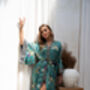 Satin Silky Turquoise Full Length Kimono Robe, thumbnail 4 of 9