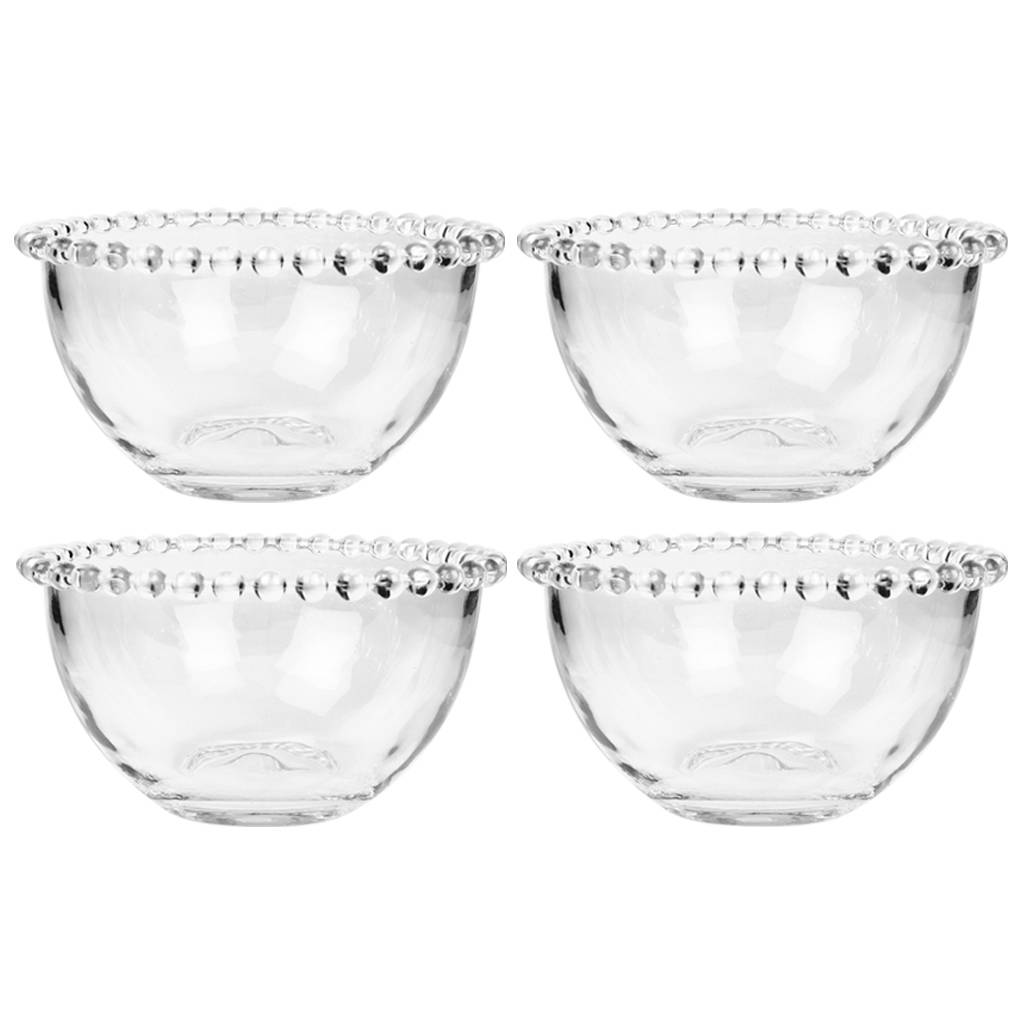 set of four monogram beaded glass bowls by dibor
