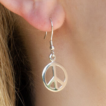 Sterling Silver Peace Earrings, 3 of 6