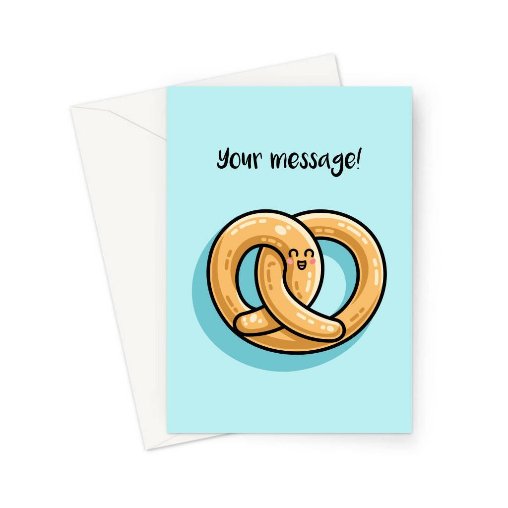 personalised cute pretzel greeting card size a5flaming
