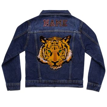 Personalised Kids Denim Jacket With Big Tiger, 4 of 7