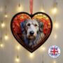 Irish Wolfhound Stained Glass Effect Heart Suncatcher, thumbnail 1 of 5