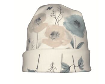 Chemo Headwear Beanie Hat Bandana Mixed Blue Flowers Super Soft, 2 of 6