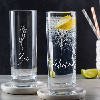Personalised Birth Flower Glass Birthday Gift For Wife Mum, 7 of 7