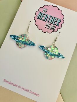Planet Glitter Resin Earrings, 4 of 4