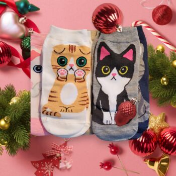 Cat Socks X Five Pairs In Cat Design Box, 2 of 8