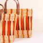 Decorative Reed Storage Basket, Orange Stripe, thumbnail 5 of 9