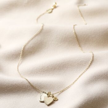 Personalised Double Heart And Birthstone Charm Necklace, 8 of 12