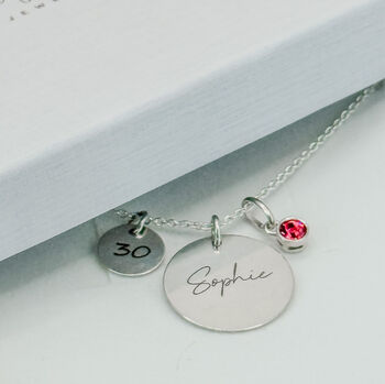 Personalised Sterling Silver Name And Age Necklace, 8 of 8