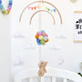 Teddy Bear Flying With Rainbow Balloons Nursery Mobile, thumbnail 5 of 12