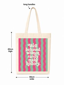 Well Behaved Women Rarely Make History Tote Bag, 2 of 3