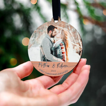 Personalised Photo Newly Engaged Christmas Bauble, 4 of 9
