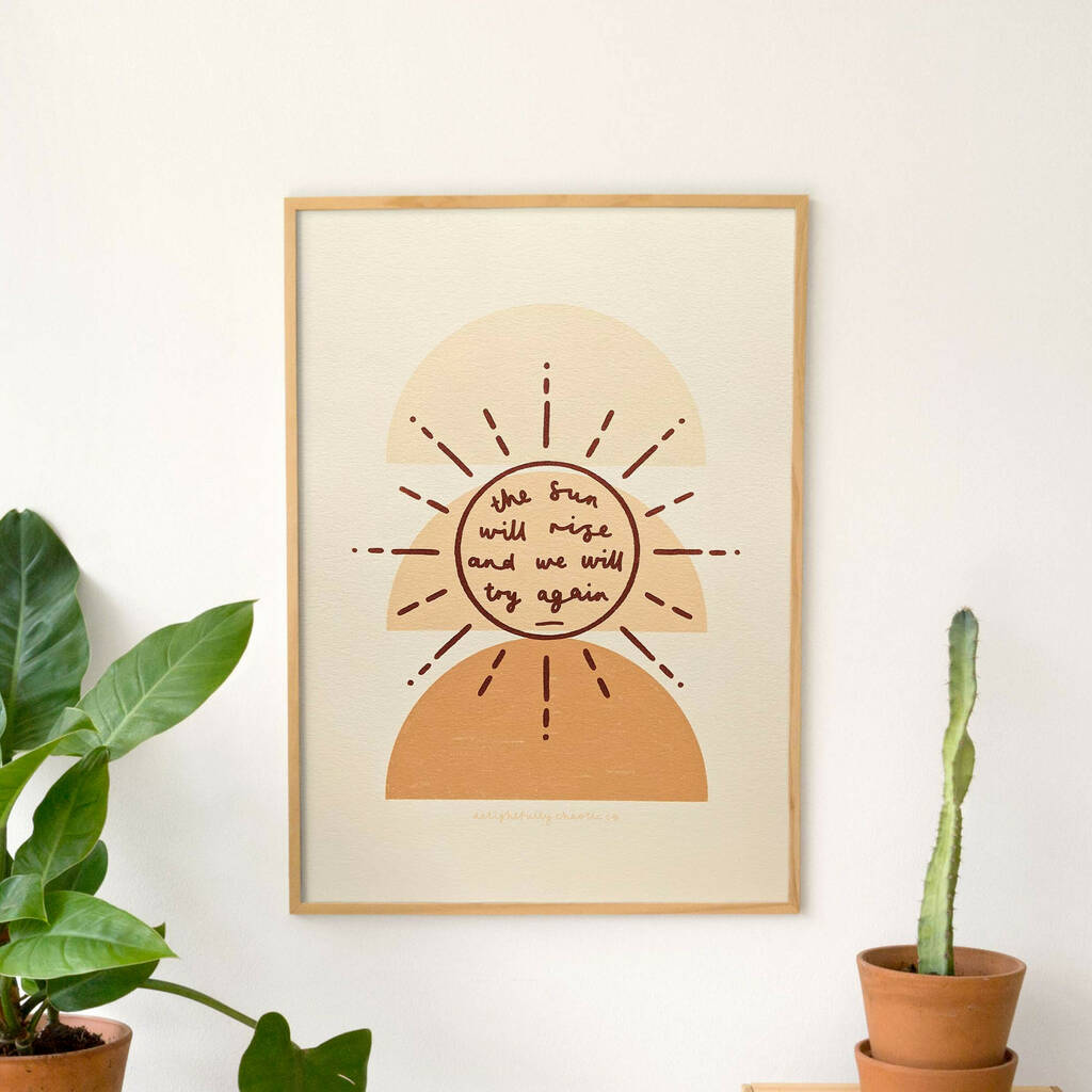 'The Sun Will Rise' Inspirational Typographical Print, 1 of 3