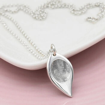 Silver Fingerprint Leaf Personalised Pendant, 3 of 5