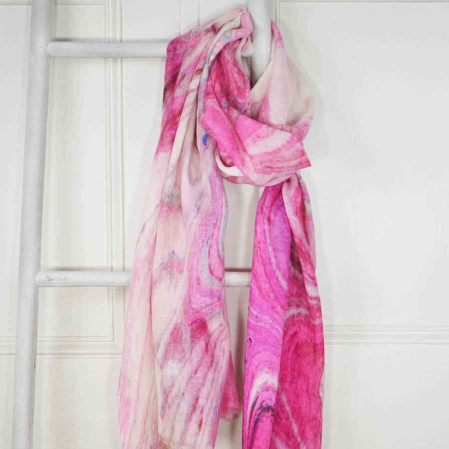 Bologna Marble Print Wool Silk Scarf By Edition de Luxe ...
