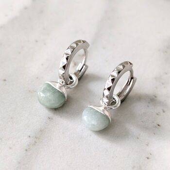 The Orb Aquamarine March Birthstone Earrings, Silver, 2 of 6