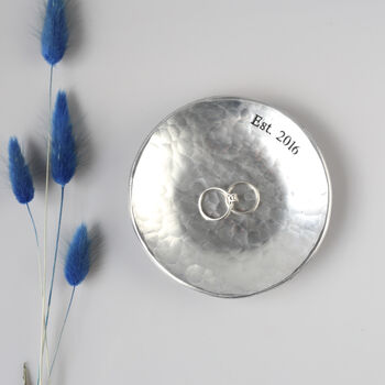 10th Anniversary Gift. Hammered Aluminium Dish Trinket And Ring Tray, 5 of 11