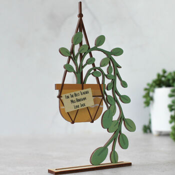 Personalised Wooden Card, Hanging Plant, 5 of 5