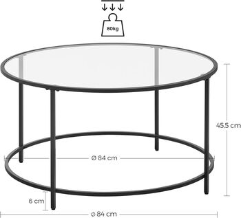 Round Coffee Table Glass Table With Steel Frame, 9 of 10