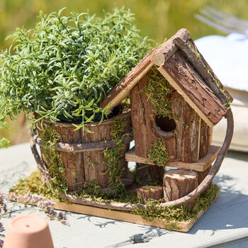 Hill Top Log Cabin Bird House And Planter, 7 of 10
