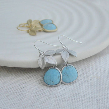 Turquoise Glass Drop Earrings, 3 of 4