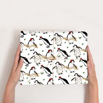 Personalised Christmas Penguin Wrapping Paper, 2 of 2
