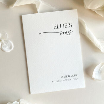 Luxury 'Her Vows' Wedding Vows Card, Modern Script, Personalised, 7 of 10