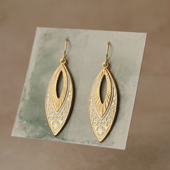 Victorian Brocade Gold Drop Earrings, 9 of 9