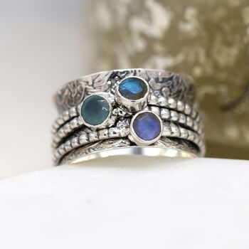 Personalised Sterling Silver Gemstone Spinning Ring, 5 of 10