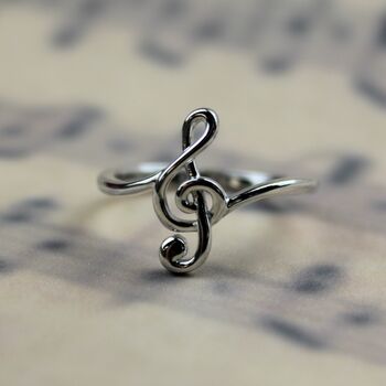 Sterling Silver Treble Clef Ring, 3 of 7