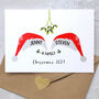 Personalised Christmas Couple Card With Santa Hats, thumbnail 2 of 3