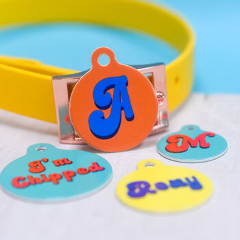 Personalised Retro Vibes Pet Name ID Tag, 11 of 12