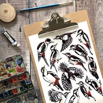 Woodpeckers Wildlife Watercolour Postcard, 5 of 8