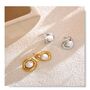 Monaco D’or Pearl Gold Curve Cream Ball Stud Earrings, thumbnail 2 of 4
