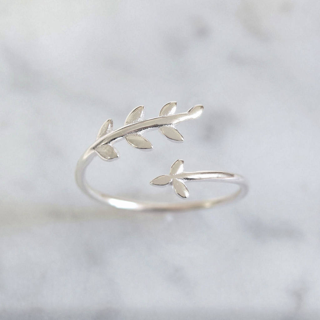 sterling silver leaf wrap ring by mia belle