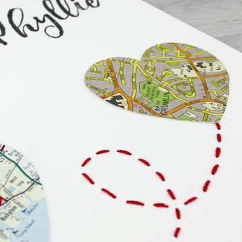 Personalised Map Heart Wedding And Anniversary Print, 4 of 12