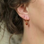 Red Garnet Earrings In Gold, January Birthstone Gift, thumbnail 5 of 10