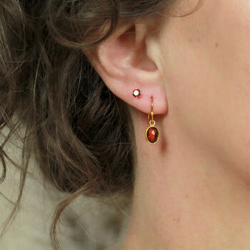 Red Garnet Earrings In Gold, January Birthstone Gift, 5 of 10
