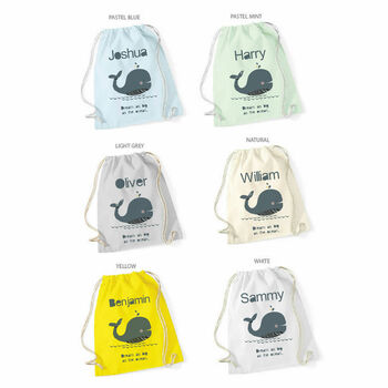 Children's Personalised Whale Nursery Or Pe Kit Bag, 3 of 3