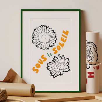 'Sous Le Soleil' Hand Painted Sunflower Print, 2 of 3