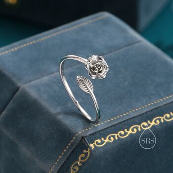 Adjustable Rose Wrap Ring In Sterling Silver, 4 of 11